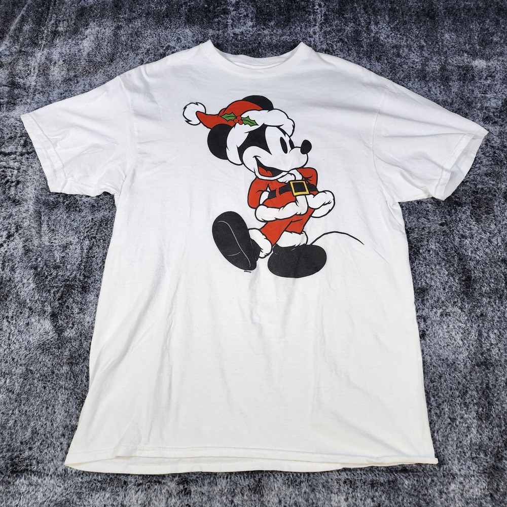 Mickey Mouse Santa Disney Retro Vintage Christmas T-Shirt Large
